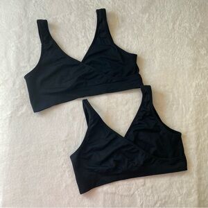 Two Auden Nursing bras Size XL Black Sleep Lounge Pull-down